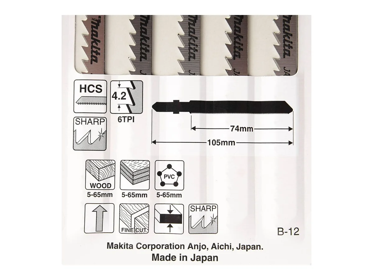 ใบเลื่อยจิ๊กซอว์ ตัดไม้ HCS 105 มม. 6 ฟัน (5 ใบ/แพ็ค) (2/3)