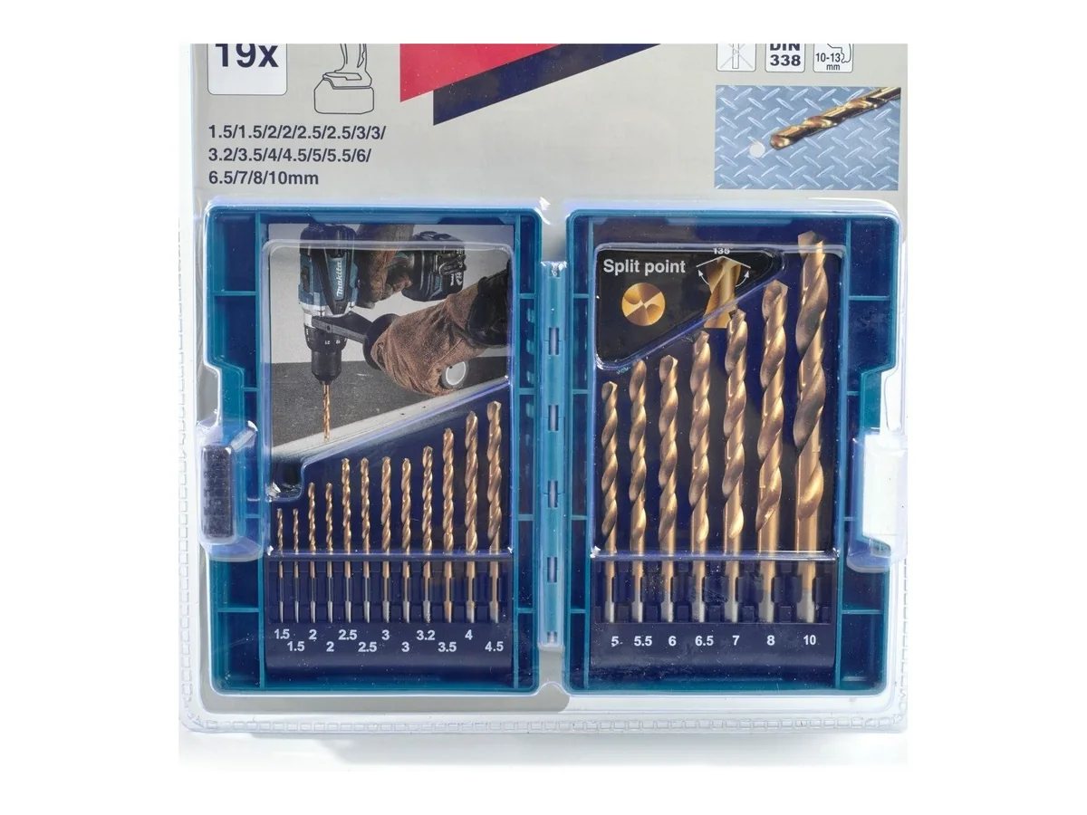 ชุดดอกสว่านเจาะเหล็ก HSS-TiN 1.5-10 มม. (19 ดอก/ชุด) (2/5)